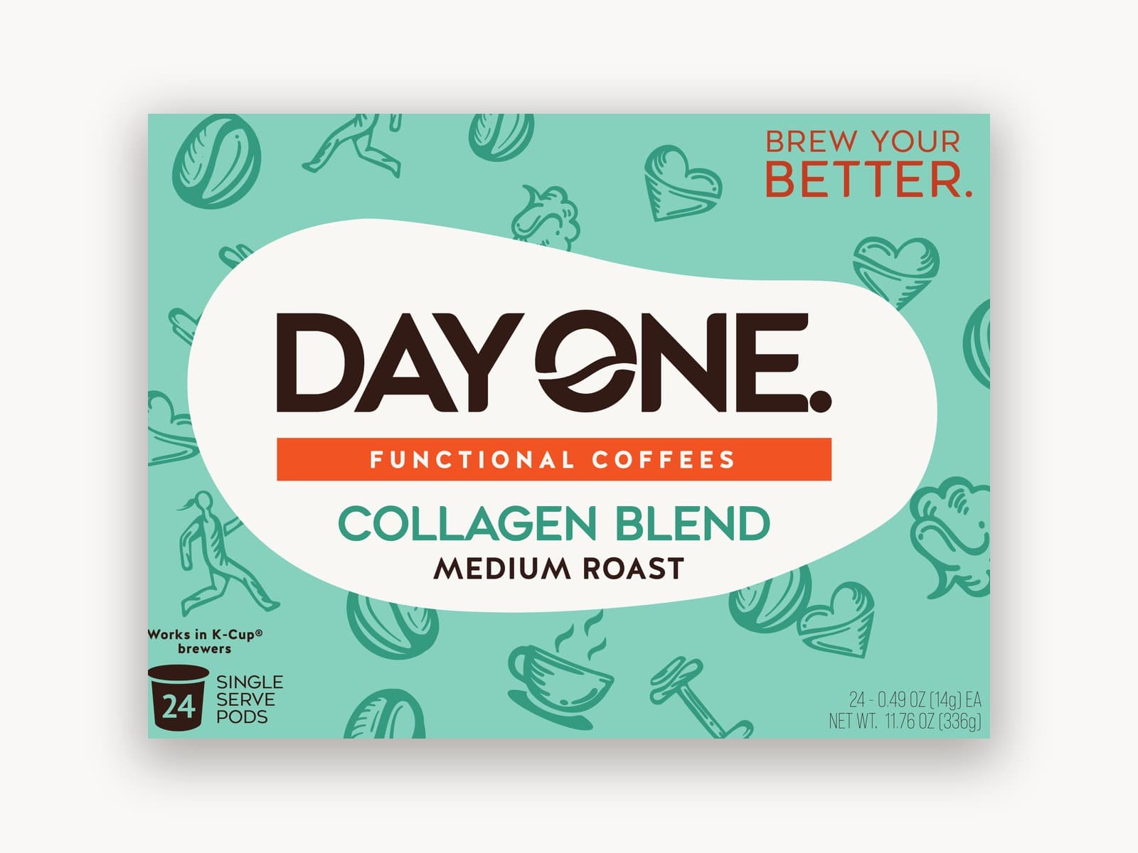 Two Birds Collagen Coffee K-Cups — 24-pack box, medium roast